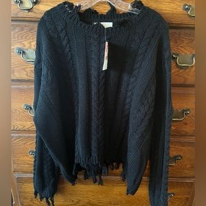 NWT Arula Black Fringe Sweater